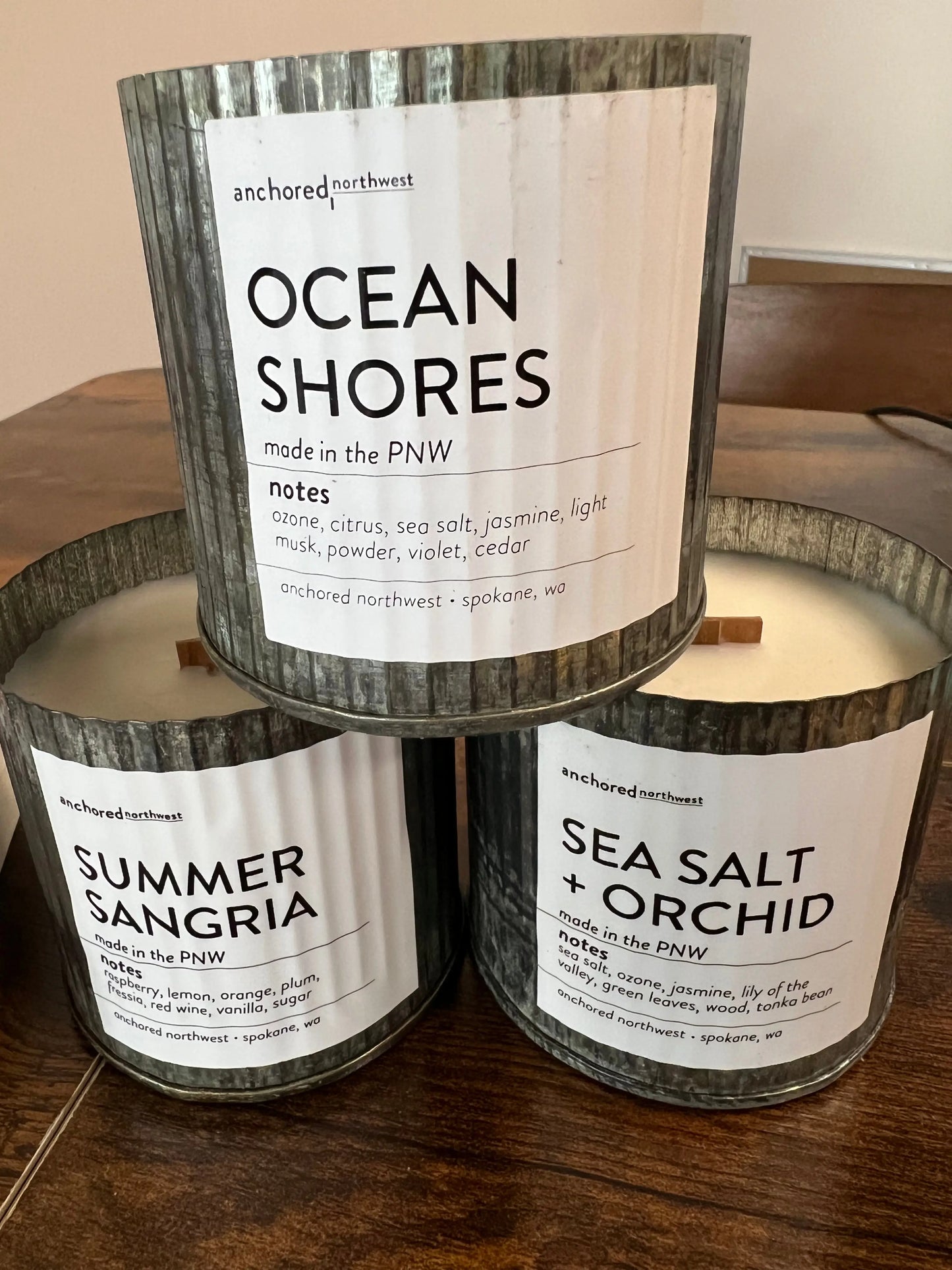 Anchored Northwest - Ocean Shores Wood Wick Rustic Farmhouse Soy Candle: 10oz The Rooted Soul Wellness Co.