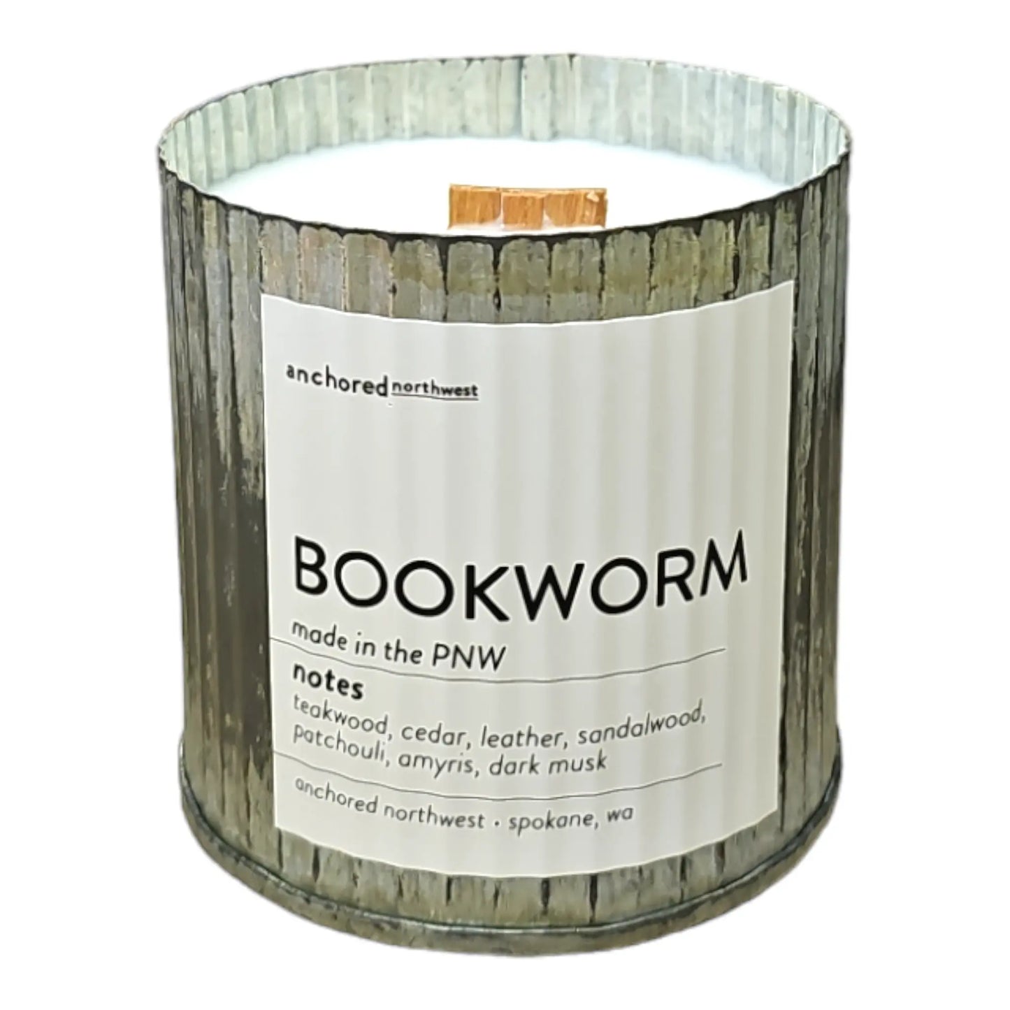 Bookworm Rustic Vintage Farmhouse Wood Wick Candle The Rooted Soul Wellness Co.