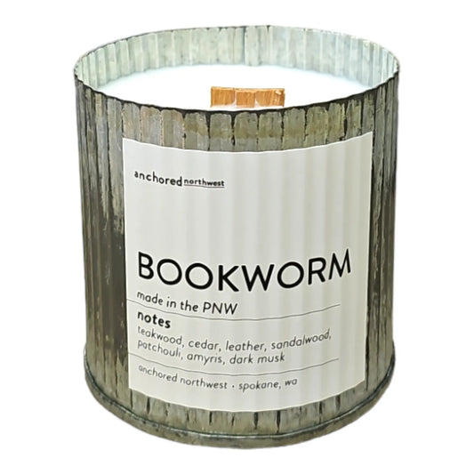 Bookworm Rustic Vintage Farmhouse Wood Wick Candle The Rooted Soul Wellness Co.