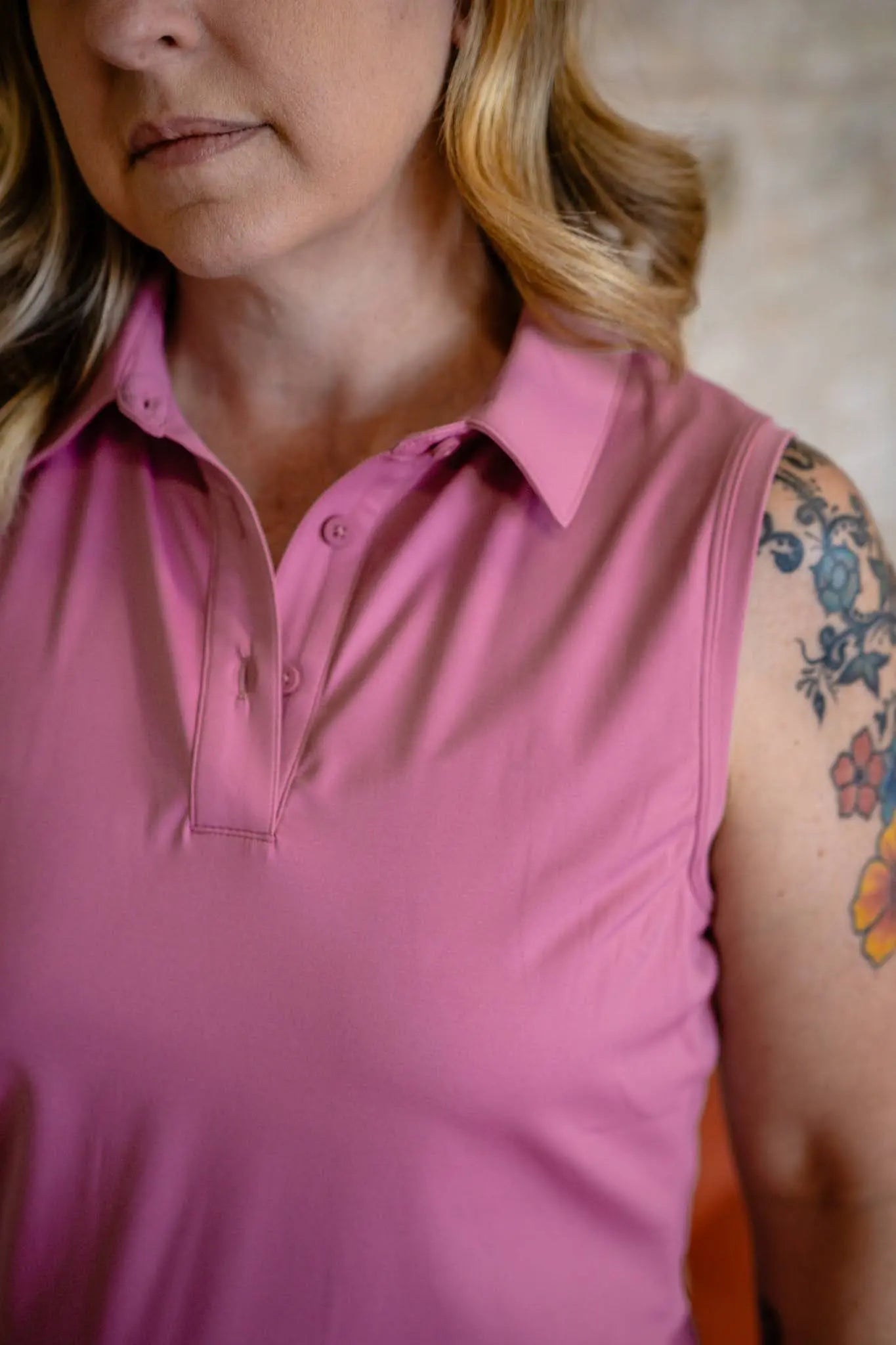 Rhone Course To Court Sleeveless Polo-Rose Mist The Rooted Soul Wellness Co.