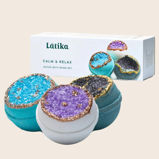 Crystal Geode Bath Bombs, Calm + Relax - Gift Set The Rooted Soul Wellness Co.