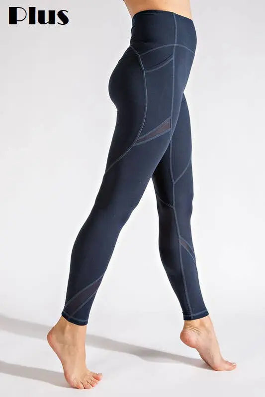Plus Butter Mesh Leggings - Navy Sunday Morning